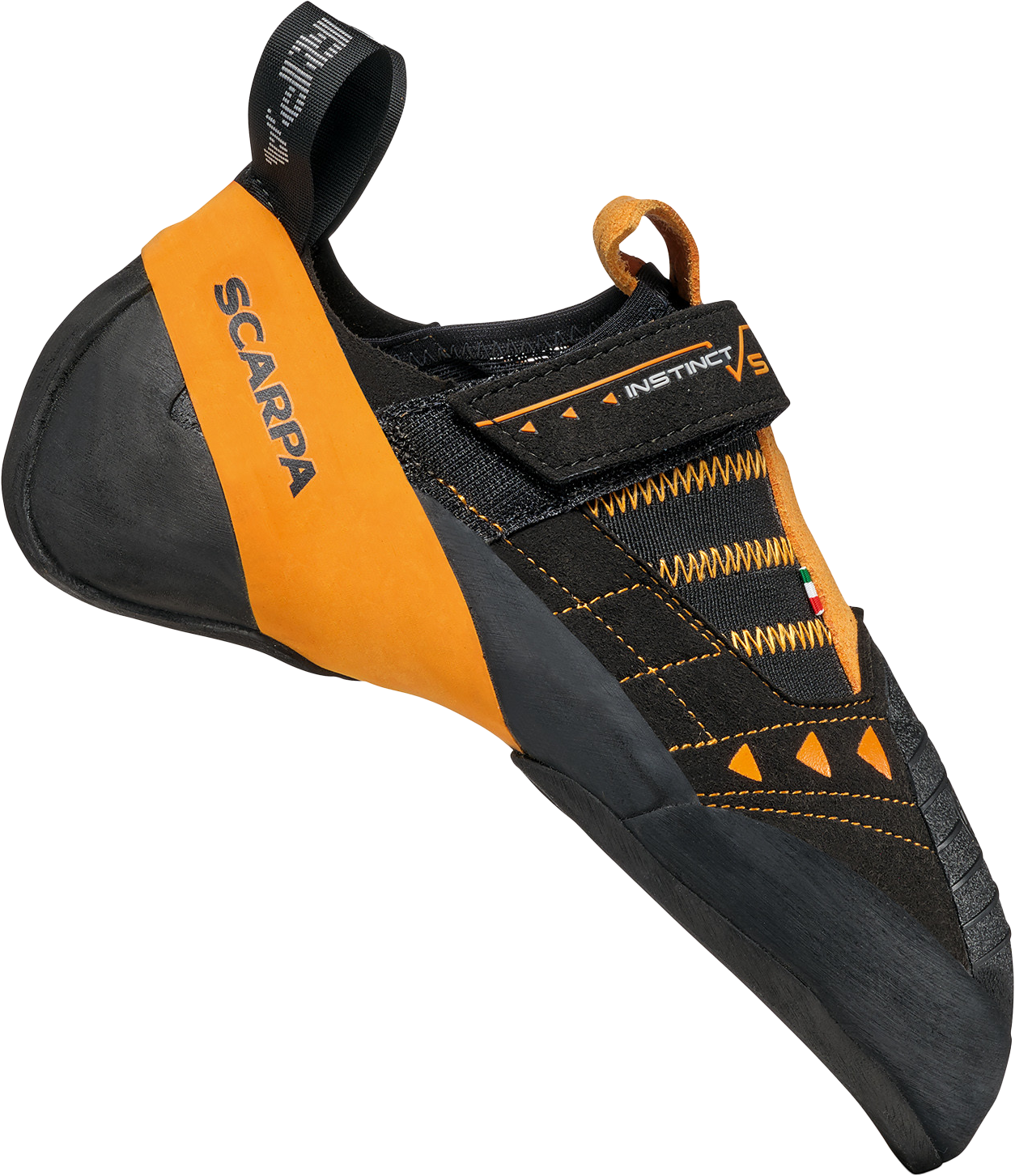 Scarpa Instinct VS klatresko i sort, vist forfra og fra siden