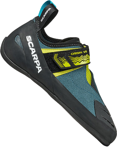 Scarpa Origin VS klatresko i petrol og lime farger